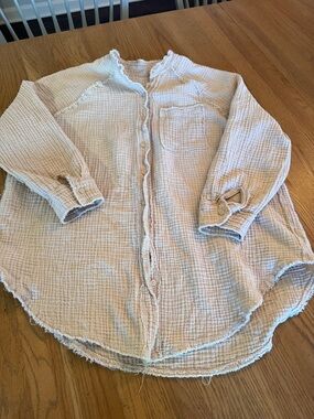 Light Beige Gauze Button-Up Shirt